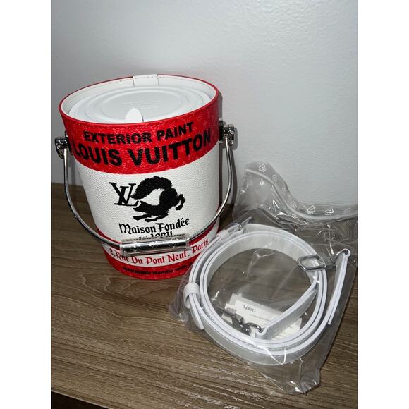 Louis Vuitton Red White LV Paint Can Monogram Top Handle Shoulder Crossbody Bag - Picture 4 of 10